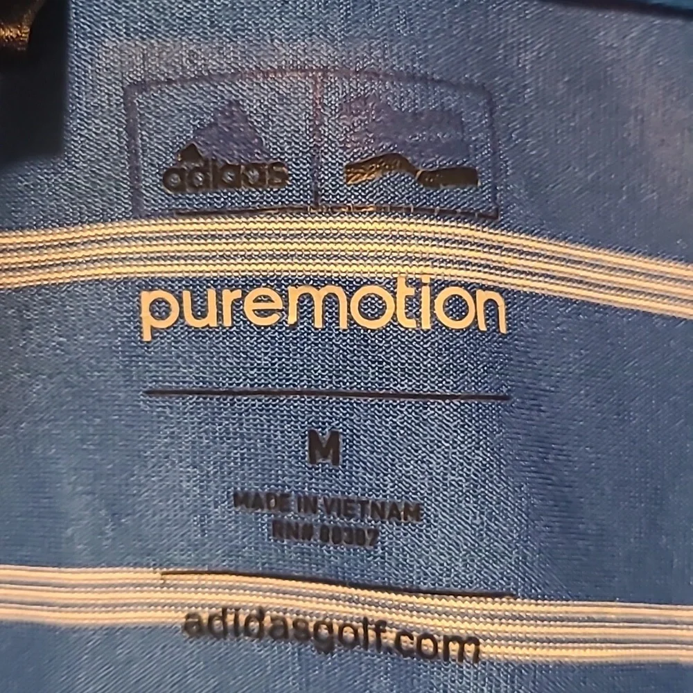 Adidas Blue Polo / Golf Shirt with White Stripes - Men's Medium